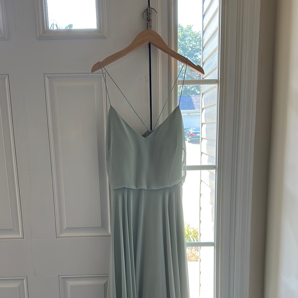 Jenny Yoo Green Ruched Sundress for Wedding Guest / Bridesmaid